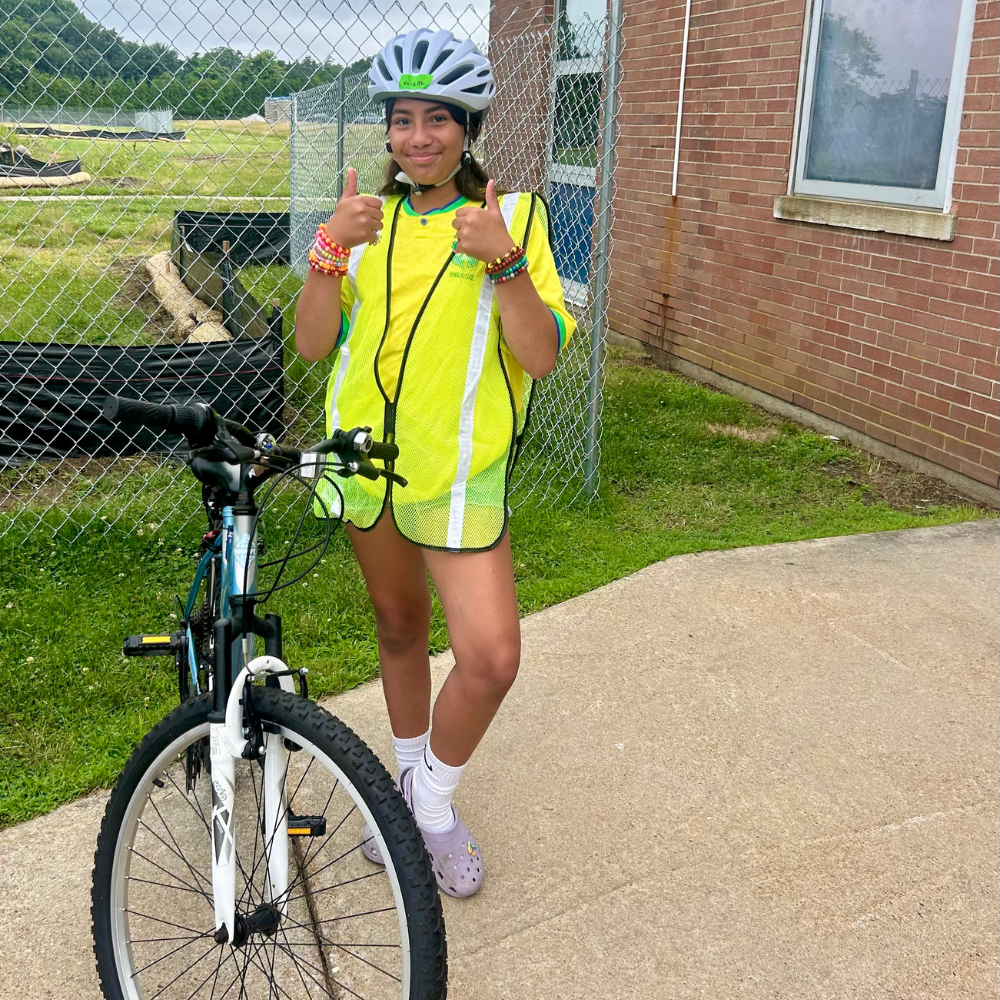 Gaudet Middle School Bike Safety Thumbs Up