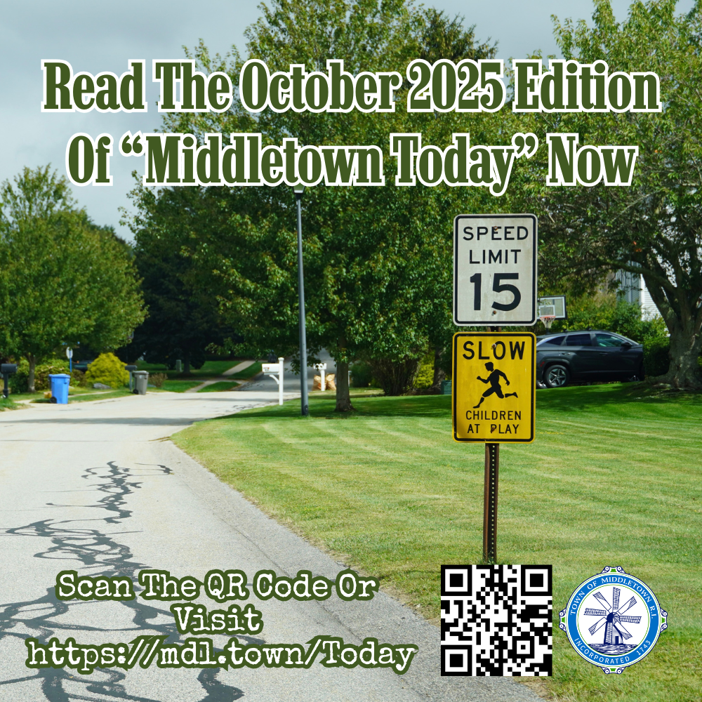 Middletown Today Announcement Graphic October 2025 Speed Limit 15 Sign