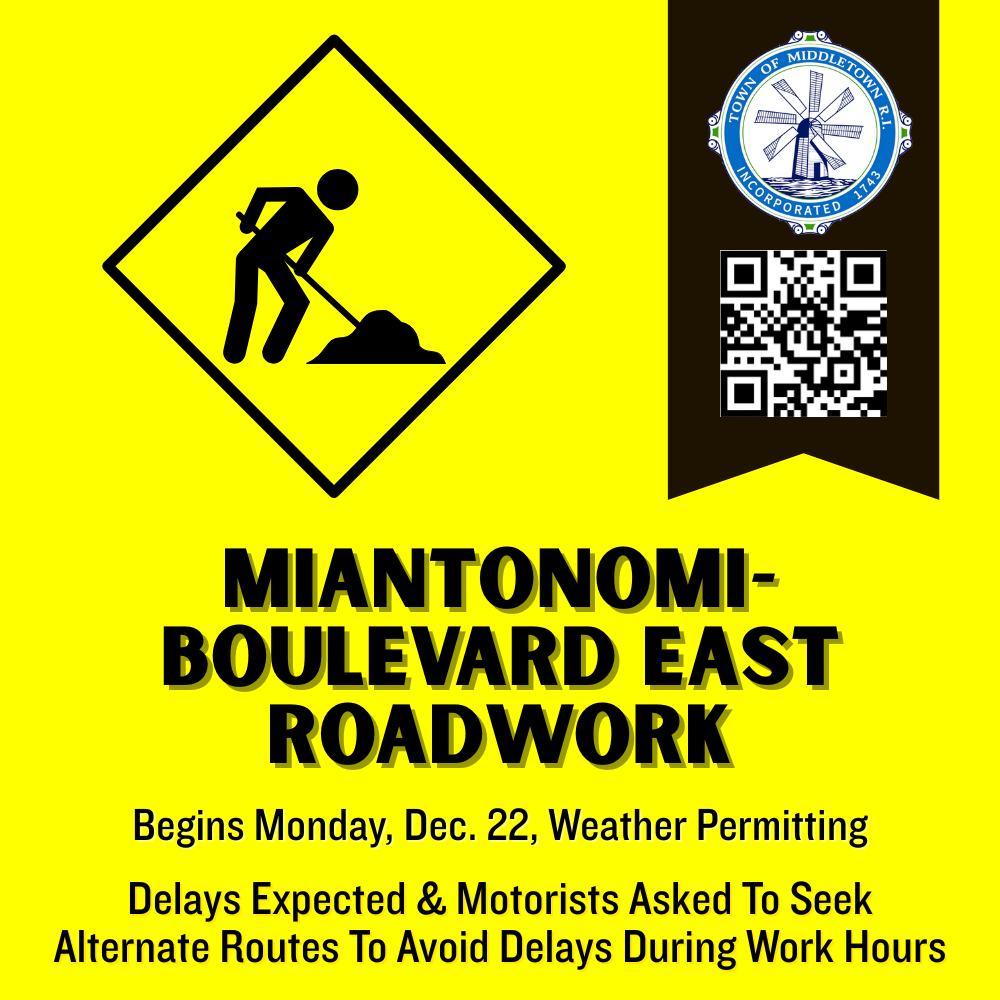 Miantonomi Boulevard East Road Work Restarting Graphic Hot Yellow