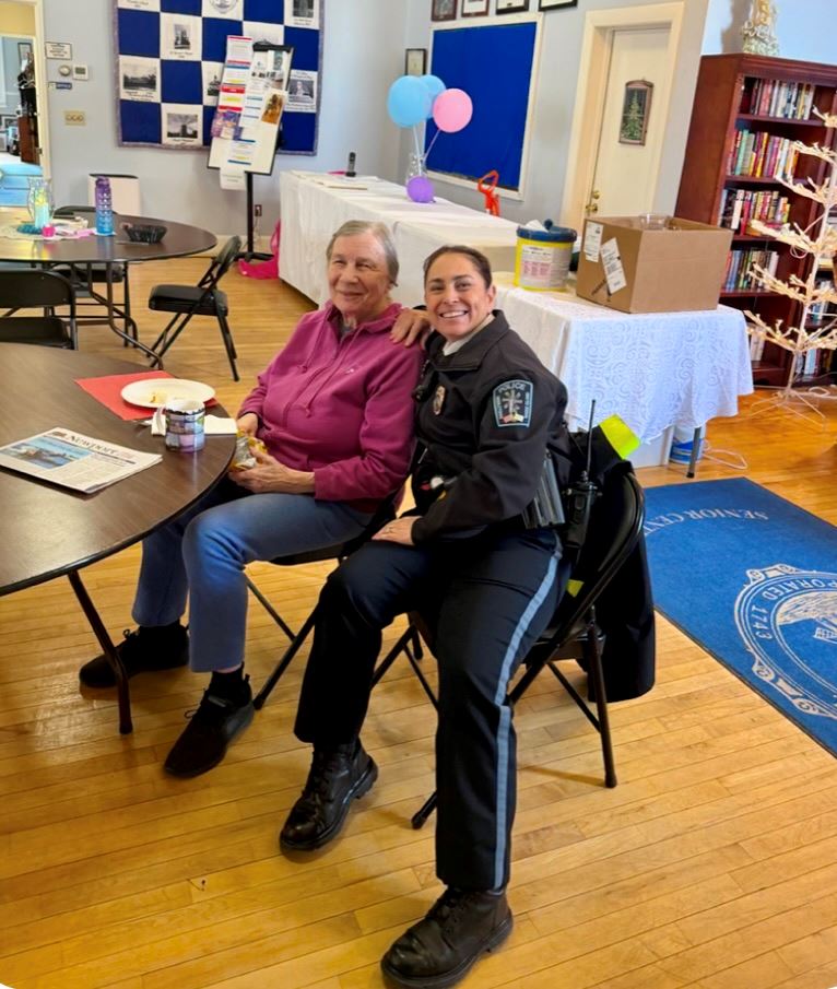MPD Lt. Joanne Alboum Has Lunch With Eva Williams At The Senior Center 