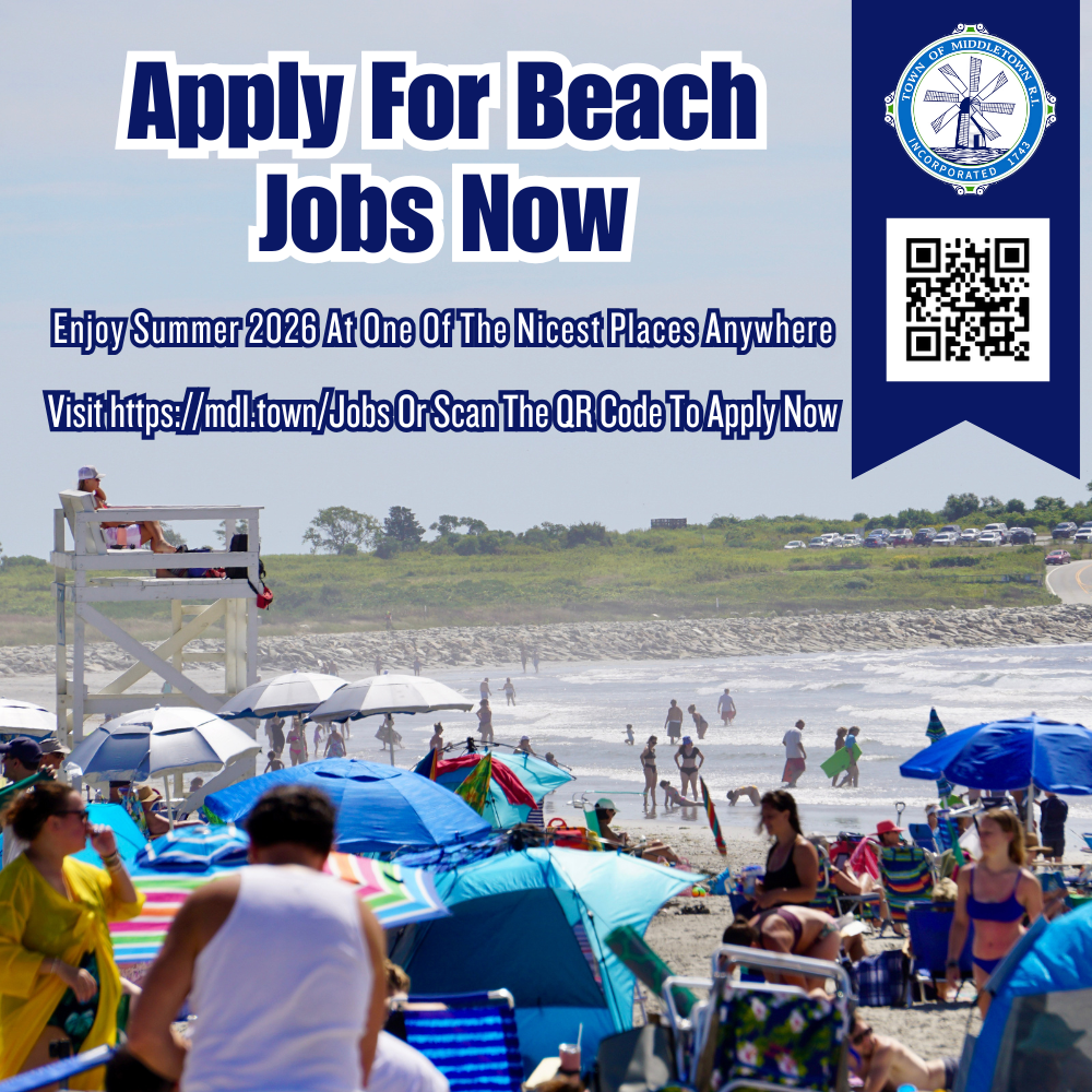 Beach Job Graphic Lifeguard Stand With Big Crowds Blue Lettering