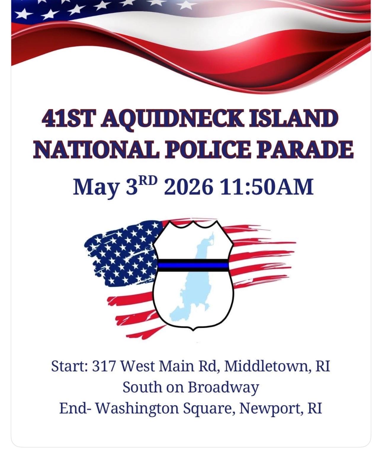 41st Annual Police Parade Graphic Red White Blue