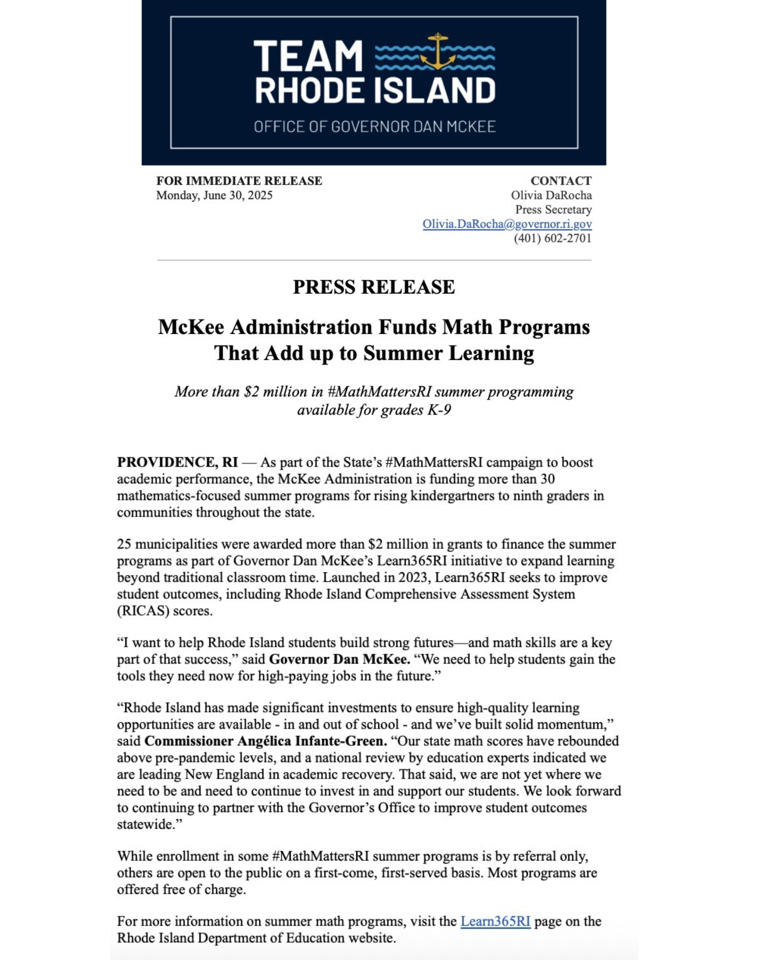 Math Matters Release