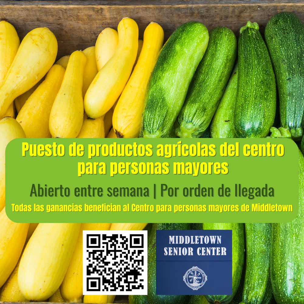 Senior Center Farm Stand Graphic Squash And Zucchini Spanish