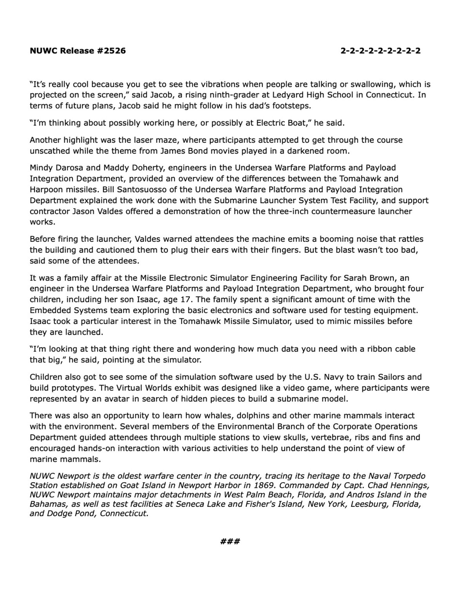 NUWC STEM Demonstrations Photo 2