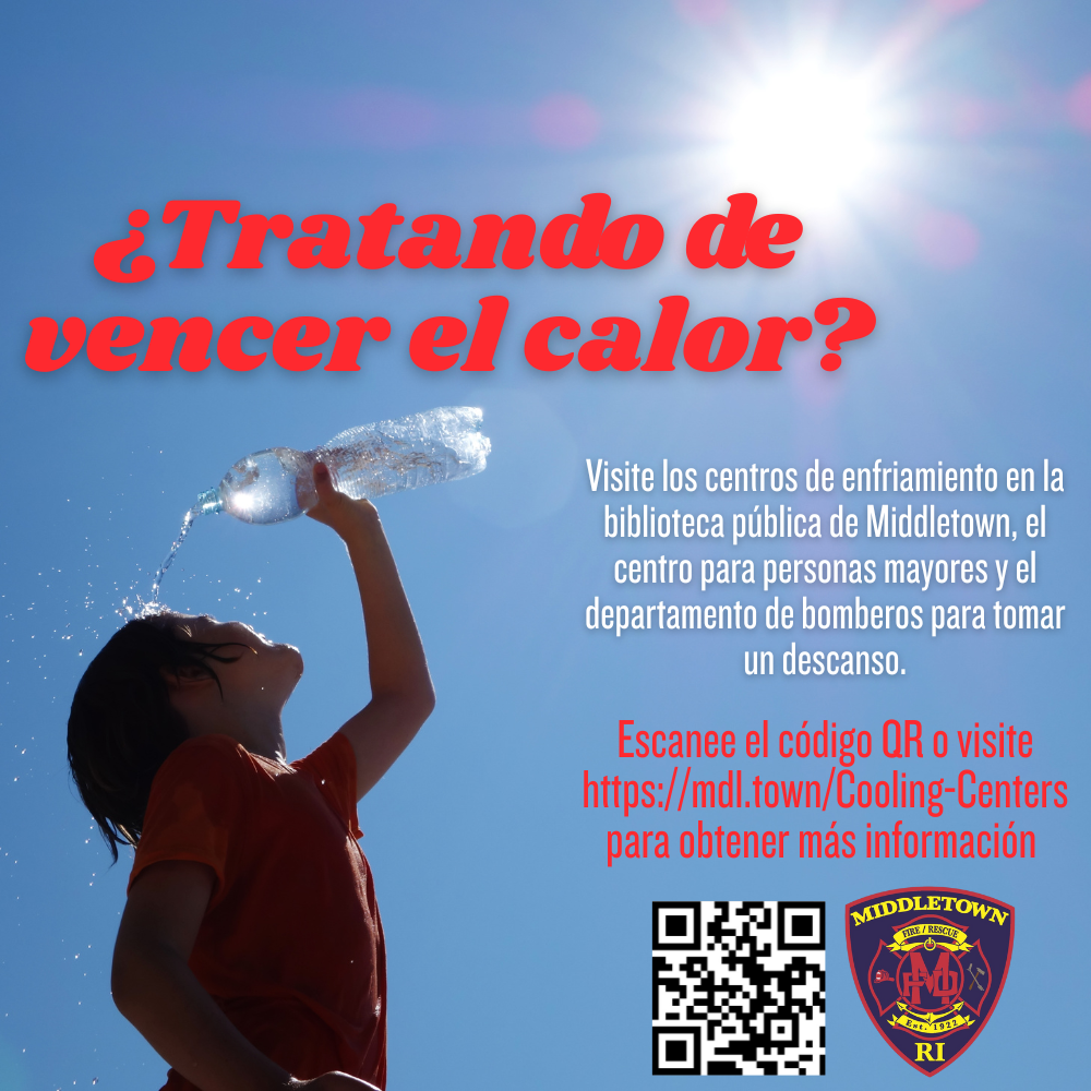 Cooling Center Announcement Person Pouring Water Spanish