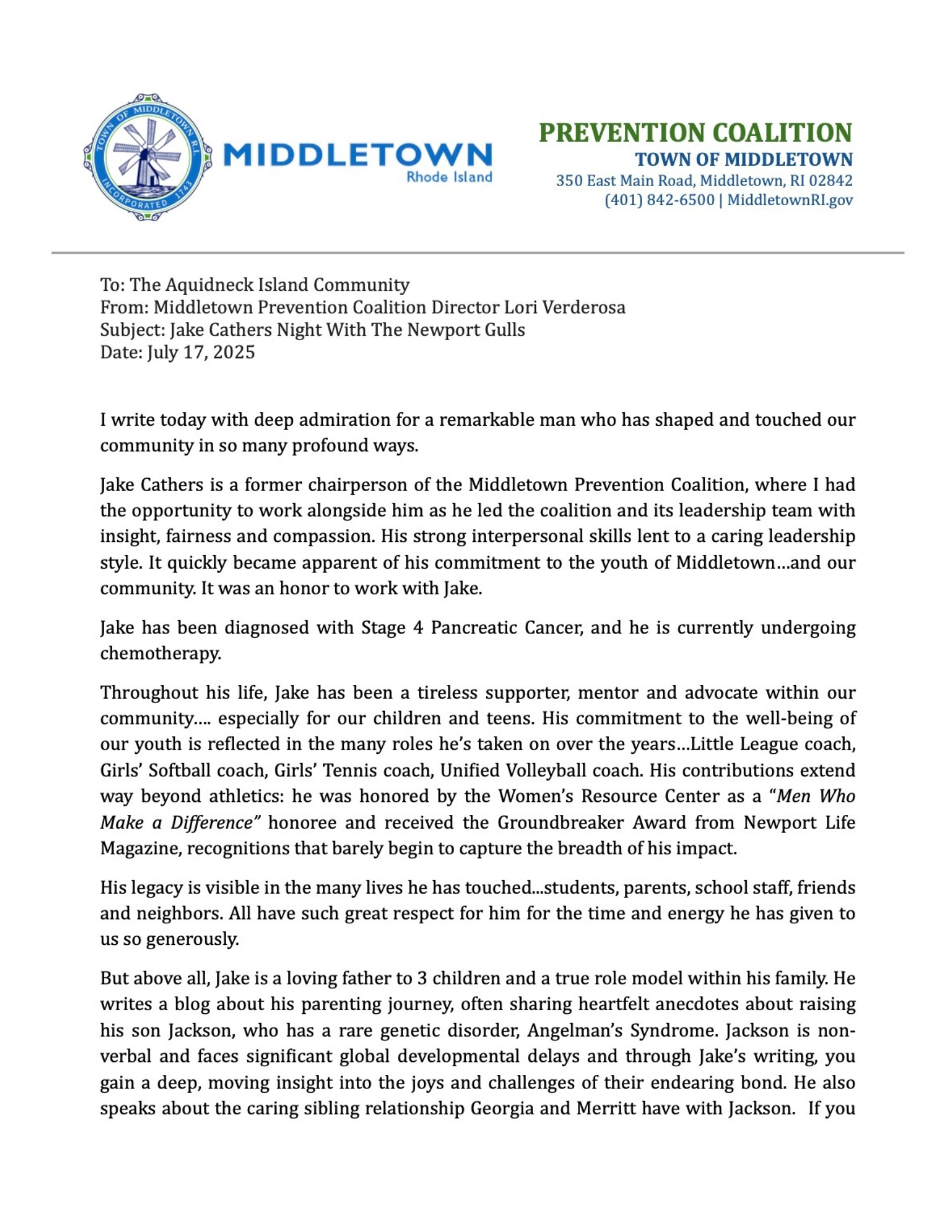 MPC Jake Cathers Letter Page 1