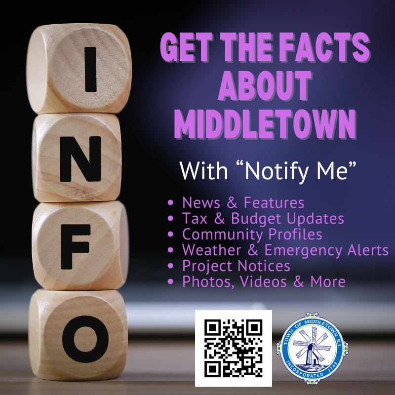 Info Notify Me Graphic With Purple And White Lettering Spanish