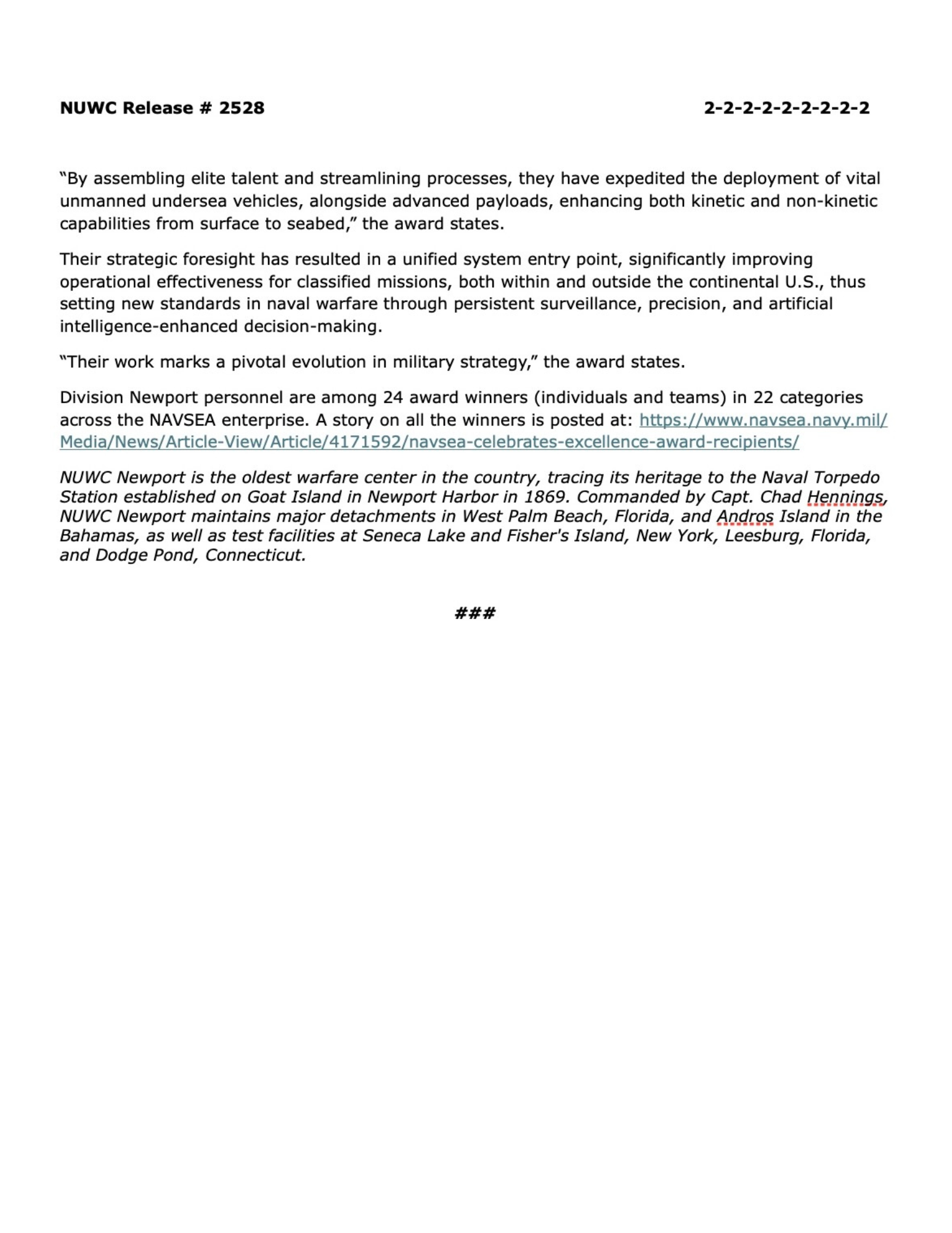NUWC Press Release Screenshot 72325 Page 2
