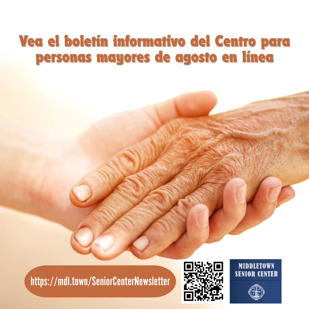 Senior Center Newsletter August Announcement Graphic Spanish
