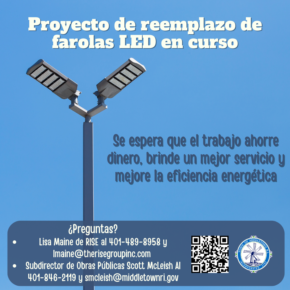 LED Streetlight Work Graphic Ongoing Blue Sky Spanish