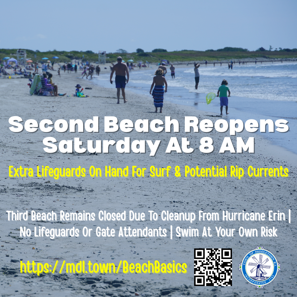 Second Beach Reopens Saturday At 8 AM Graphic
