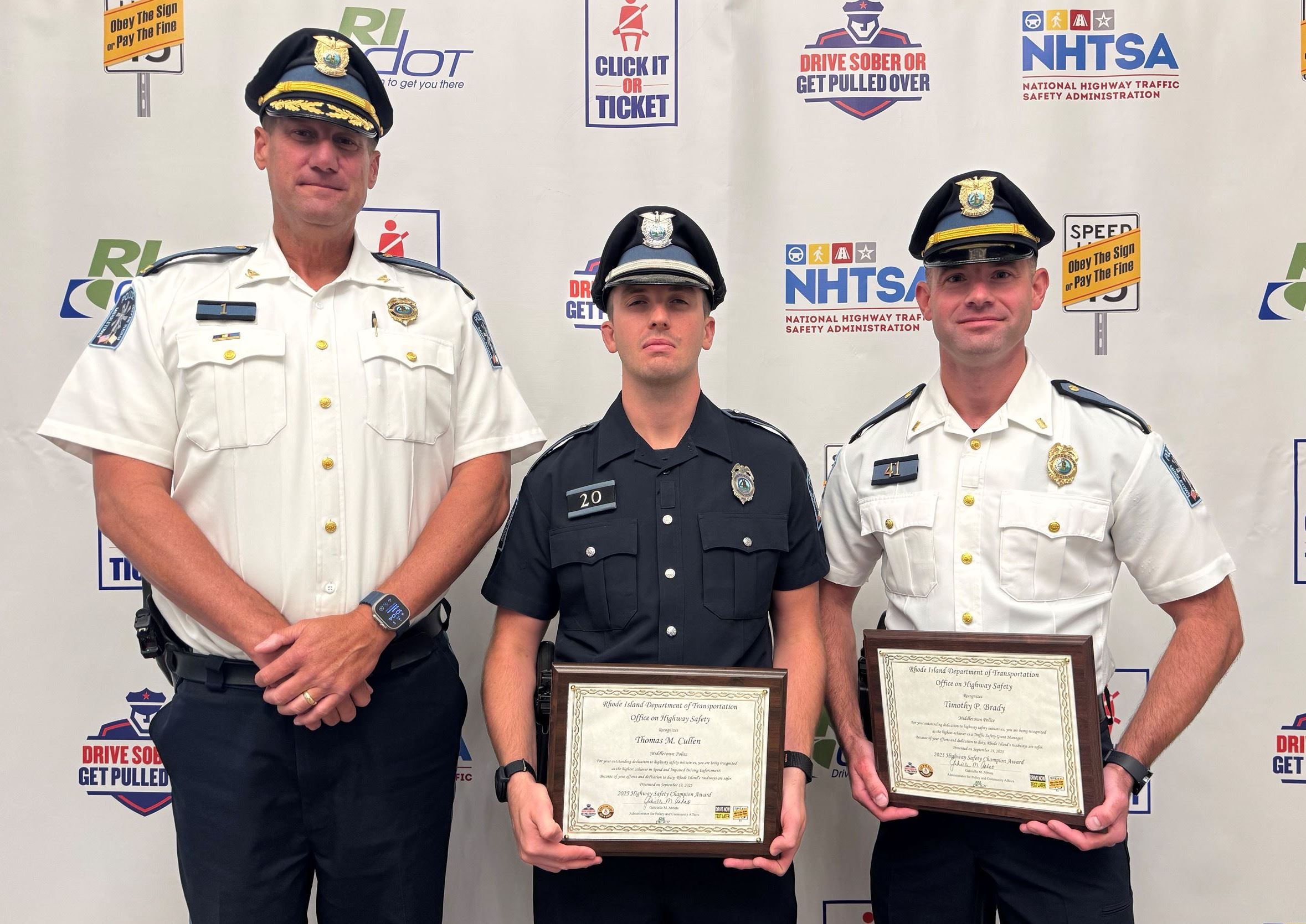 Chief Jason Ryan Celebrates With Officers With RIDOT Recognition