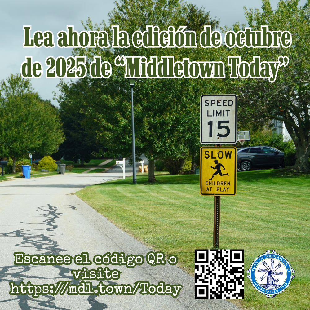 Middletown Today Announcement Graphic October 2025 Speed Limit 15 Sign Spanish