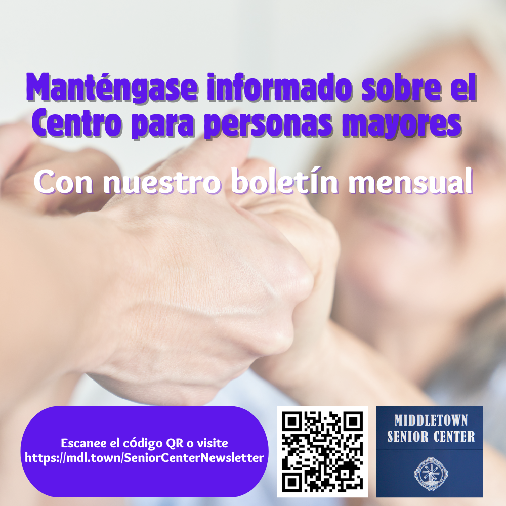 October 2025 Middletown Senior Center Graphic Shaking Woman's Hands Spanish