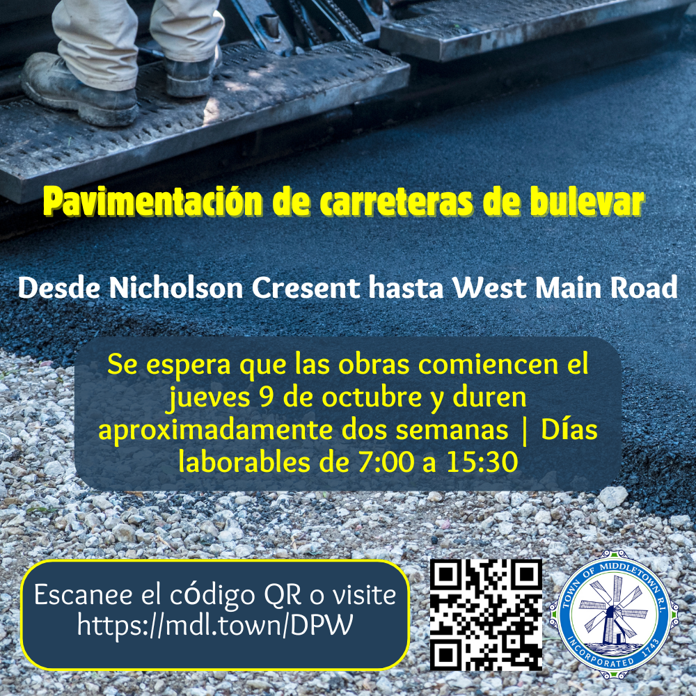 Boulevard Paving Work Fresh Coat Of Pavement & The Back Of A Machine 10925 Spanish