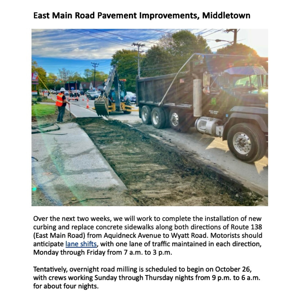 RIDOT Road Work 102025