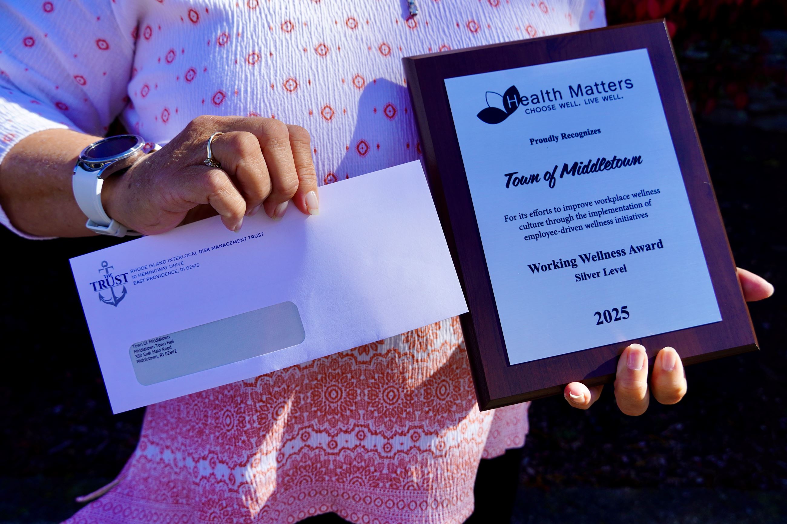 Wellness Committee RI Interlocal Risk Management Trust 1000 Check And Silver Level Award Check Shot