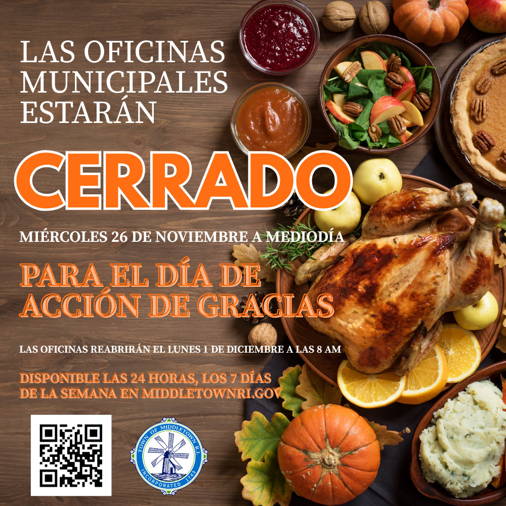 Town Offices Closing Early For Thanksgiving Graphic Nice Turkey Spread 2025 Spanish