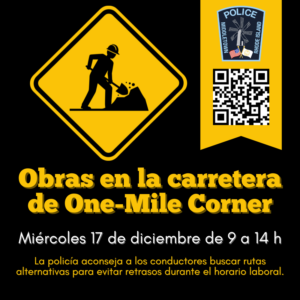 One-Mile Corner Road Work Graphic Black & Gold 121725 Spanish 