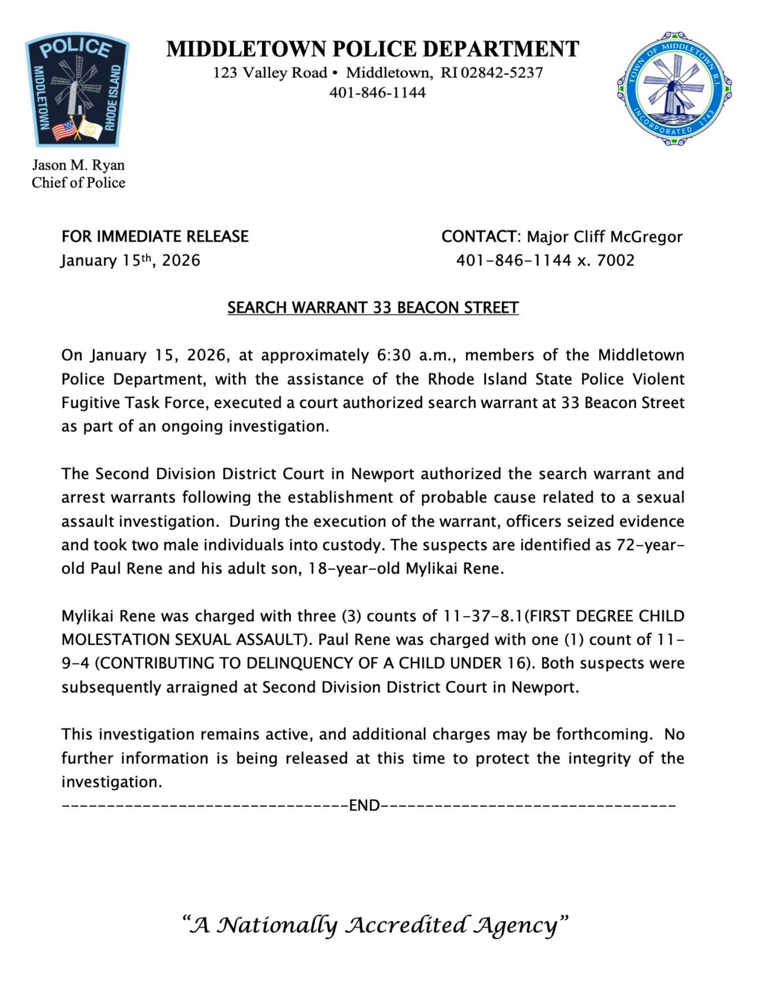 Middletown Police Arrest Press Release 11526