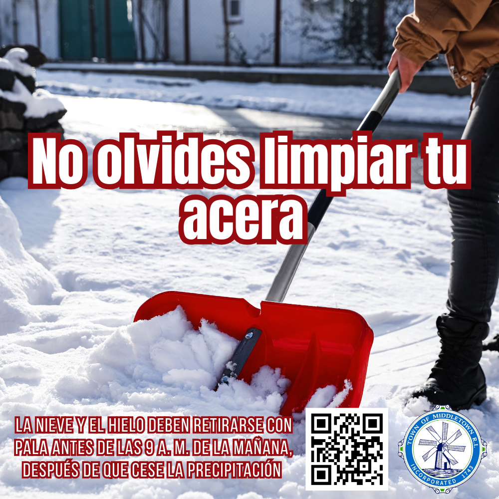 Snow Shoveling Graphic With A Red Shovel Spanish