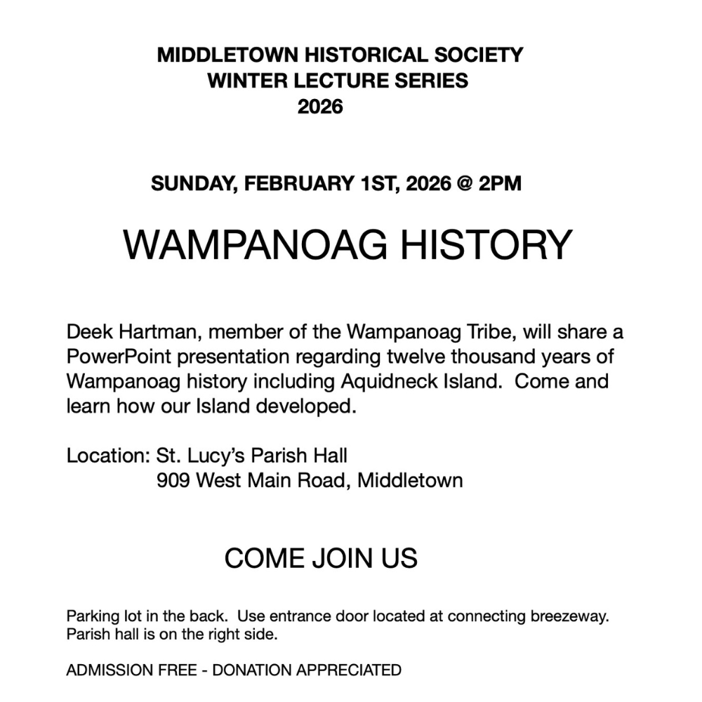 Historical Society Winter Lecture Series Wampanoag History