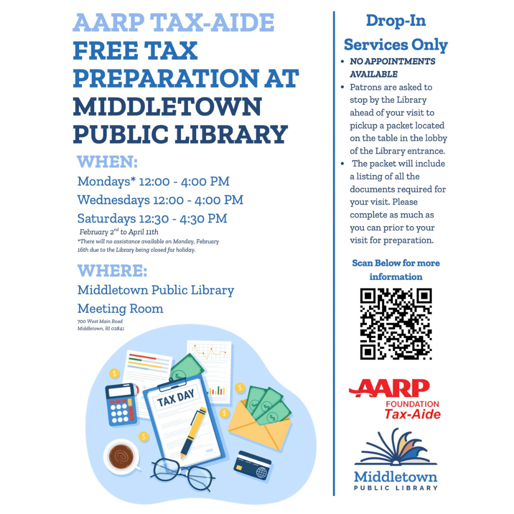 AARP Tax-Aide Free Tax Prep At The Middletown Public Library Thru 41126