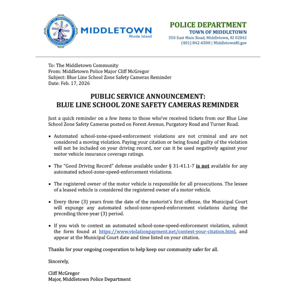 Blue Line Solutions School Zone Safety Camera PSA Memo