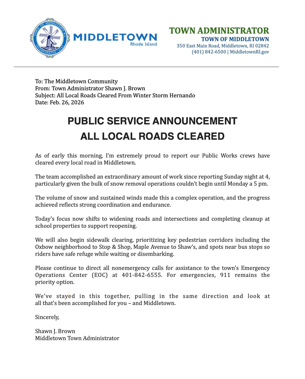 PSA Hernando All Local Streets Cleared