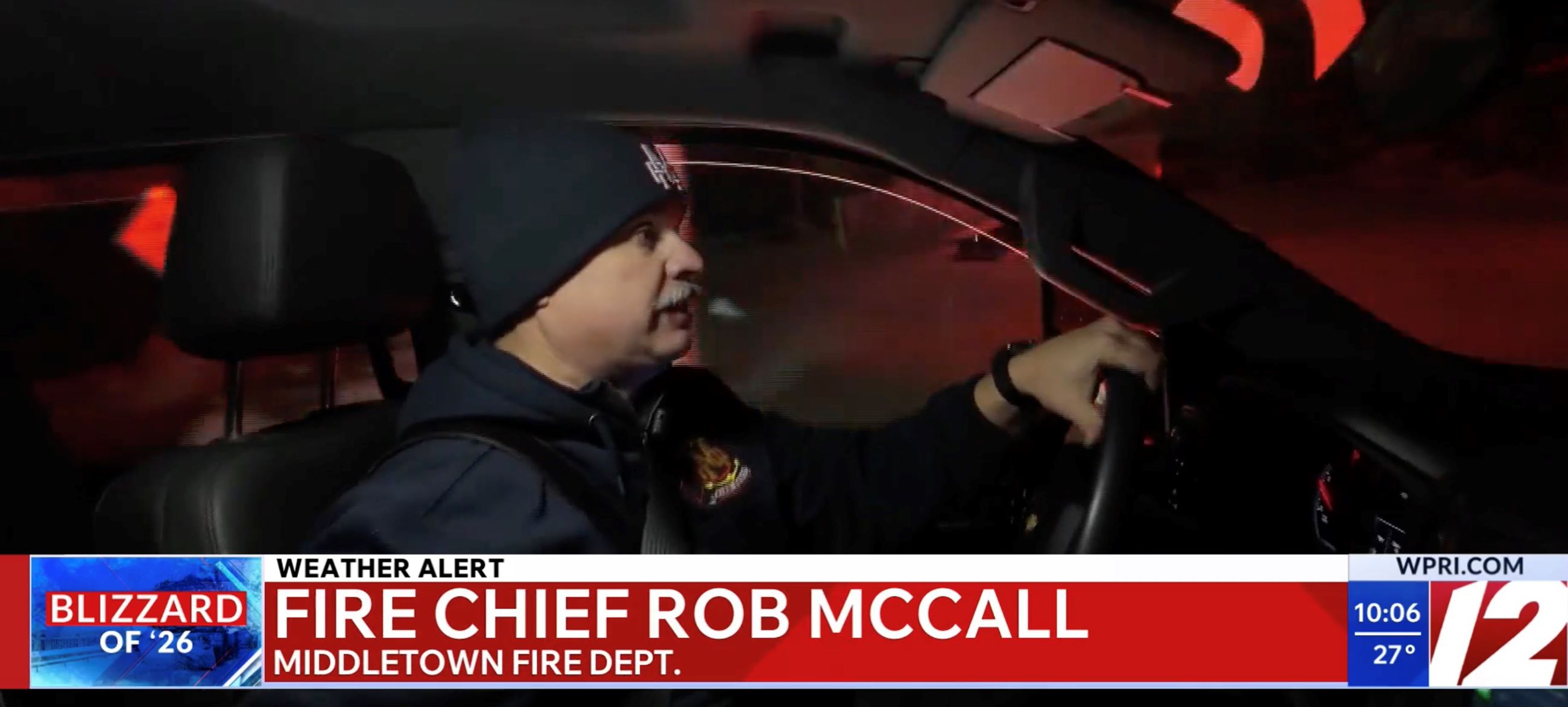 Fire Chief Rob McCall On WPRI With Kayla Fish For Winter Storm Hernando