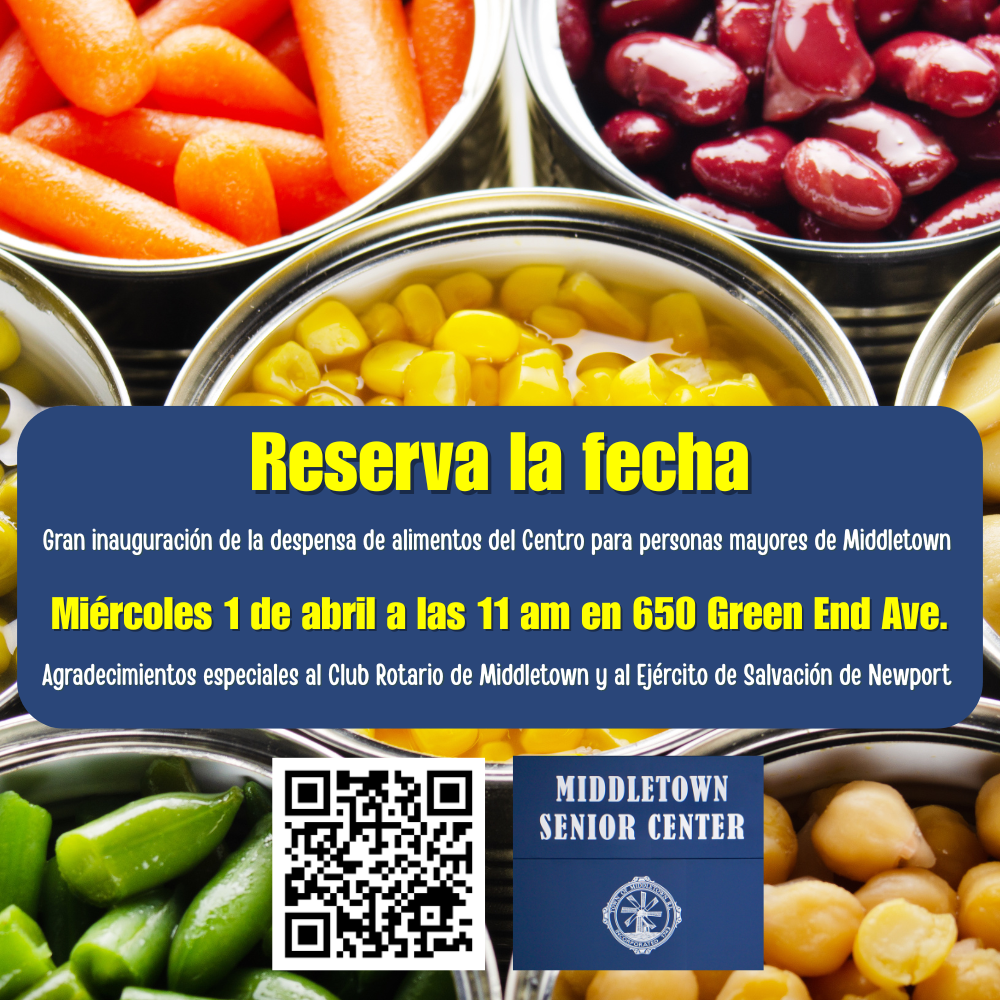 Save The Date Middletown Senior Center Food Pantry Grand Opening Spanish