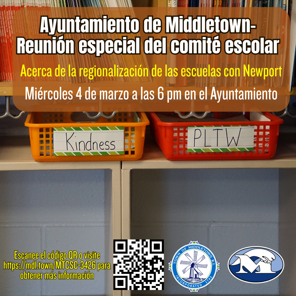 Town Council & School Committee Special Meeting Graphic Book Bins Spanish